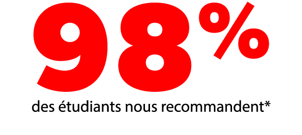 98%* des étudiants satisfaits