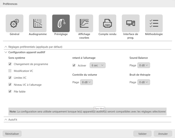 figure 12 configuration du bruit de thérapie