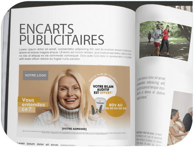 Exemple d'encart publicitaire sur la thématique d’un bilan auditif