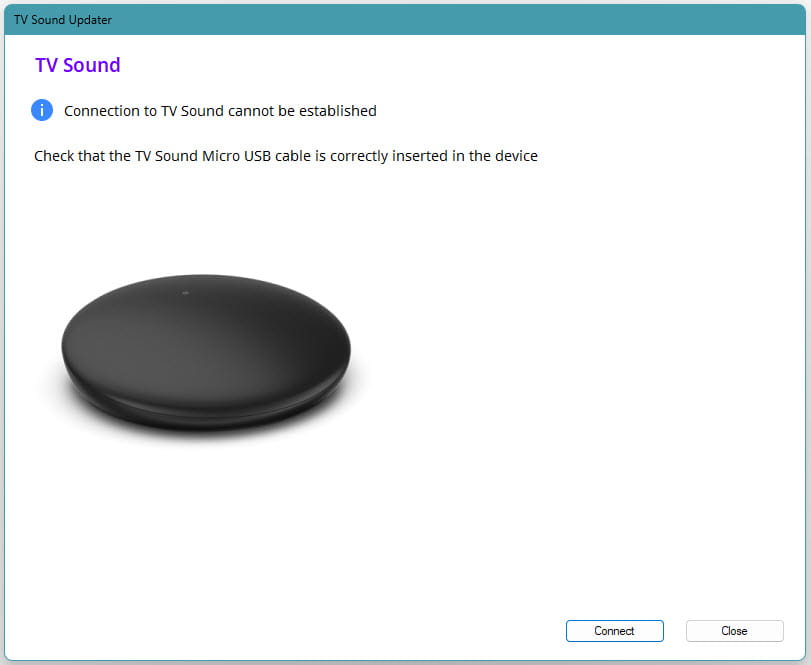 Firmware updater tool - screenshot connect device