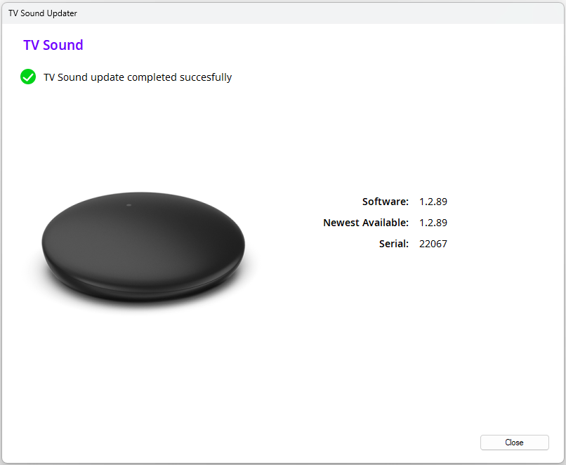 Firmware updater tool - screenshot success