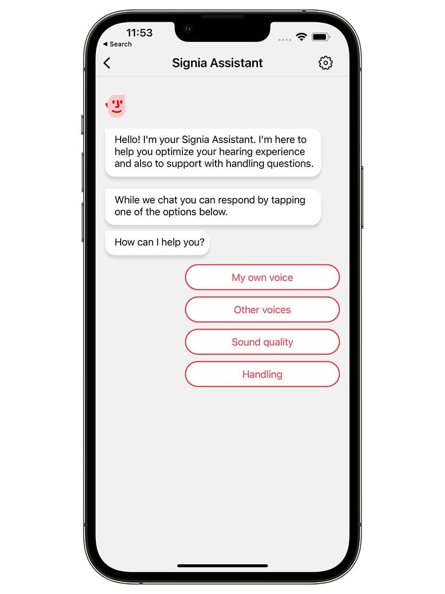 Signia assistant chat screenshot