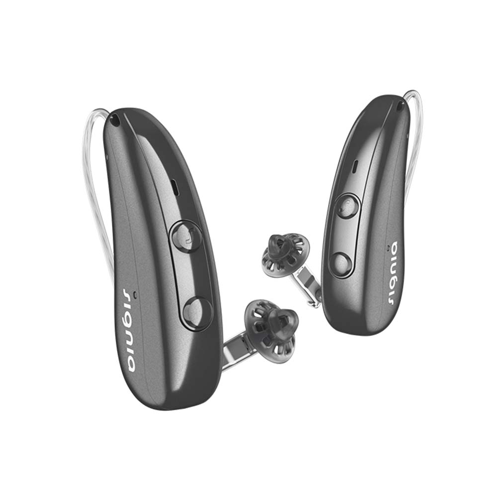 Signia Pure Charge&Go IX RIC rechargeable hearing aids in graphite