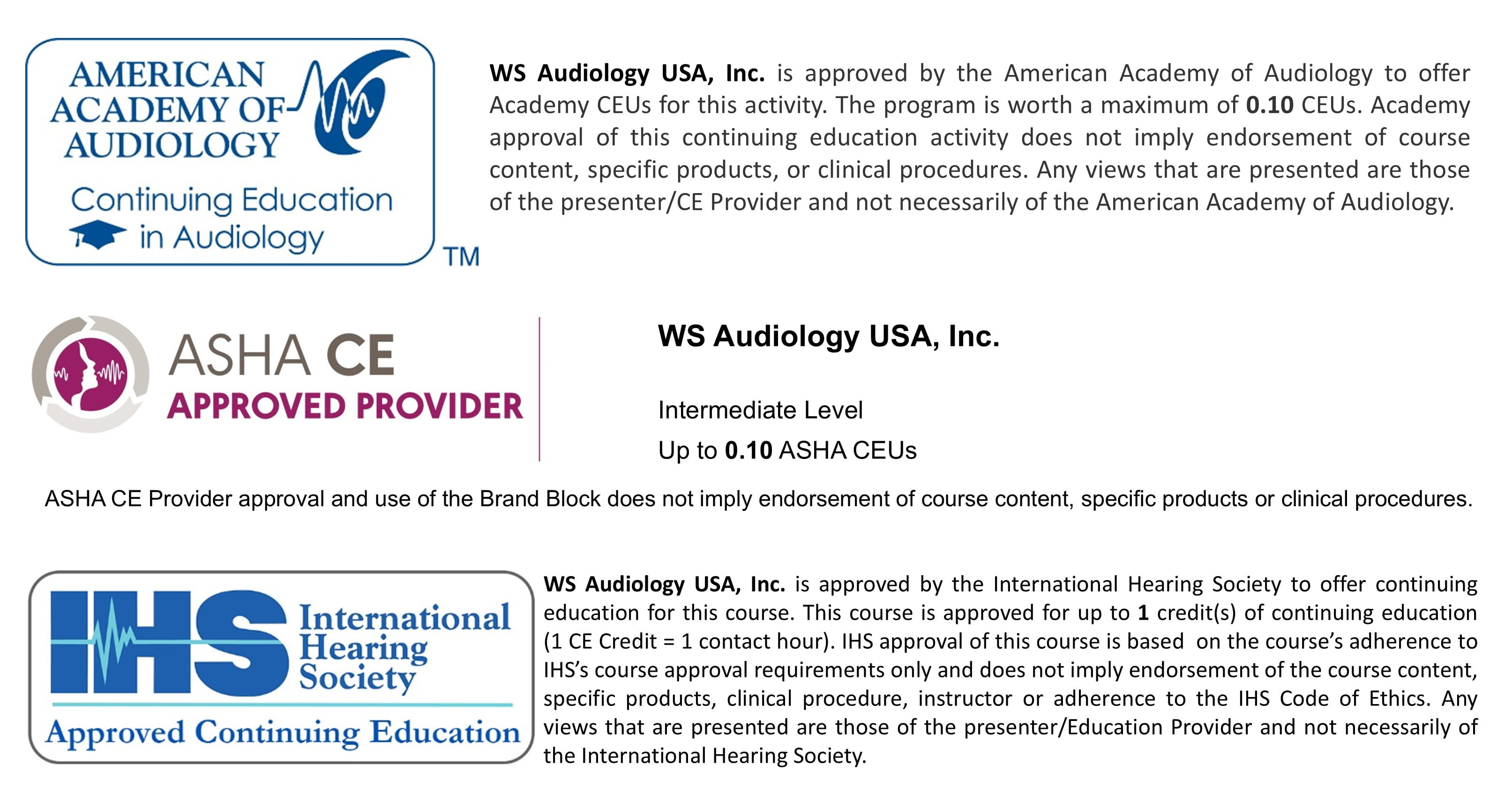 CEU Credit Disclaimer