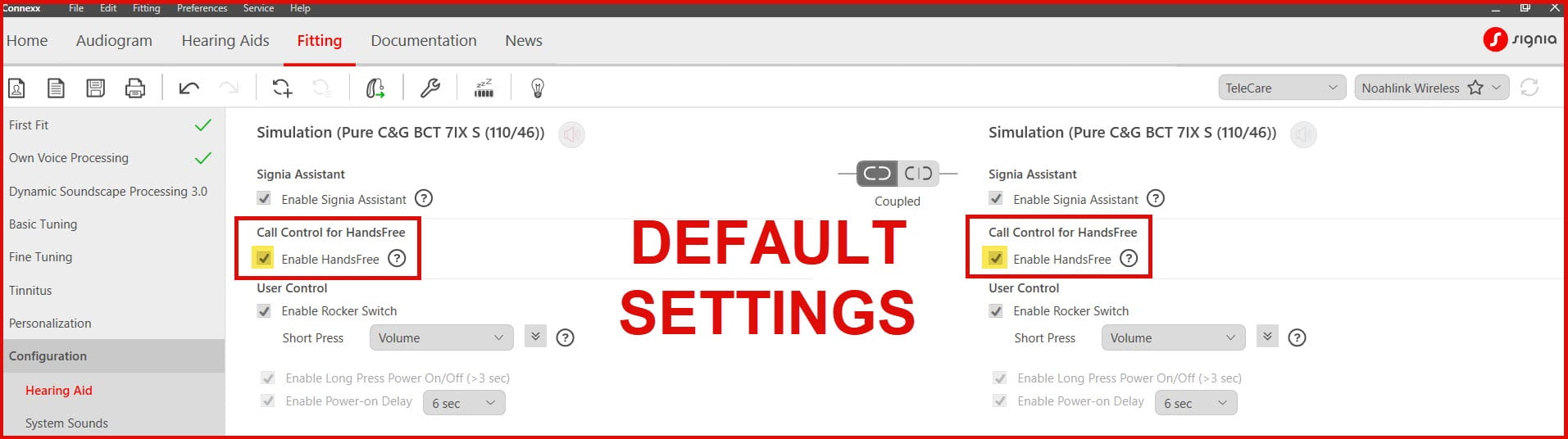 SCIF Default Settings